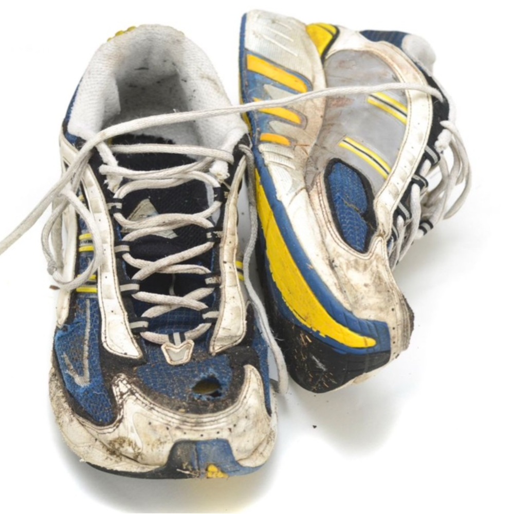 Blue and Yellow Athletic Shoes